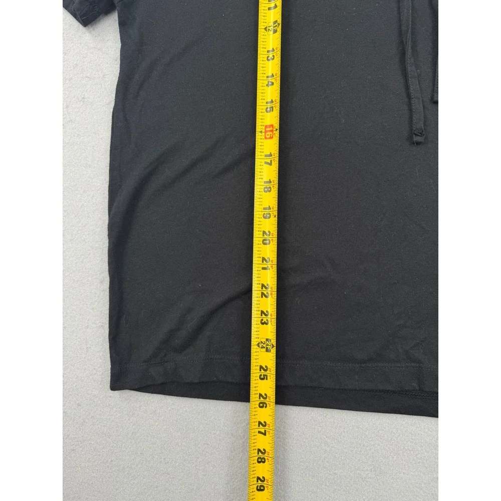 True Religion Mens M Black Short Sleeve Hoodie Shirt Buddha Guitar Graphic Retro